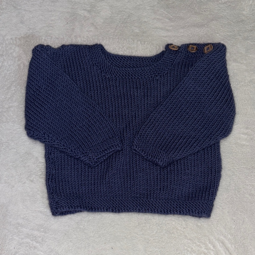 (2 for $10) Cozy Navy Knit Sweater with Button Accents 3-6 month baby boy